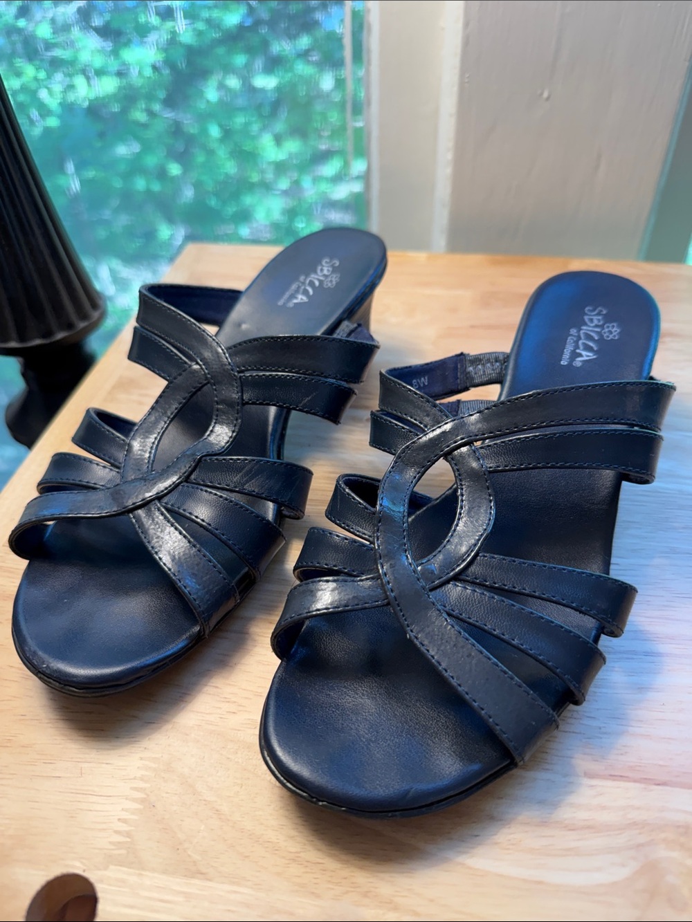 Sbicca Women's Navy Strappy Slip-On Sandals